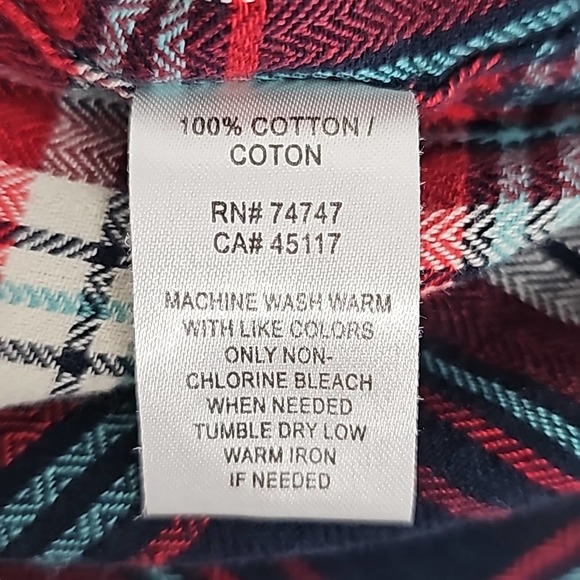Natural Reflections Women's Button Front Flannel Shirt Navy Green Red Size XL - Picture 7 of 8